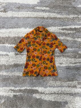 Yookai Floral Button-Up Blouse - Vibrant Yellow & Multicolor Flowers